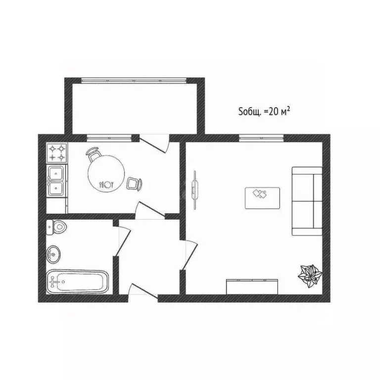 1-к кв. Брянская область, Брянск Шоссейная ул., 59 (20.0 м) - Фото 2