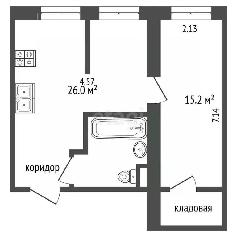 2-к кв. Самарская область, Самара Некрасовская ул., 30 (41.0 м) - Фото 1