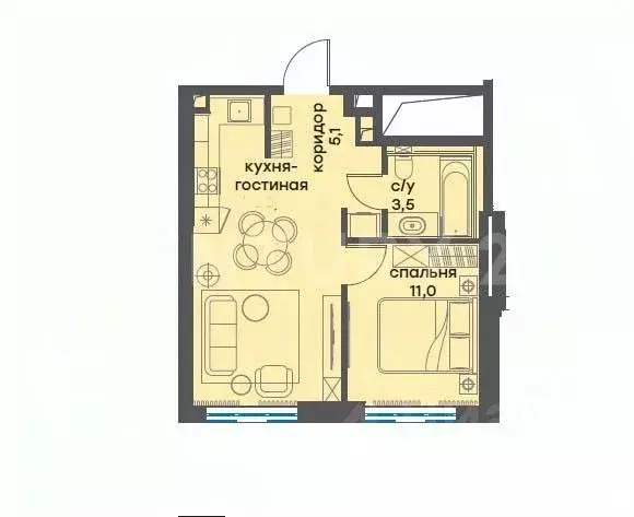 2-к кв. Москва ул. Василия Ланового, 5 (41.0 м) - Фото 1