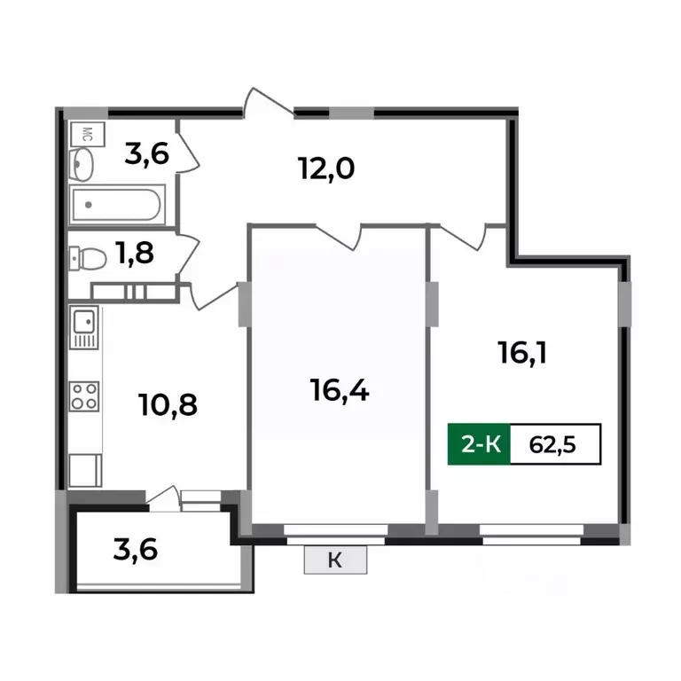 2-к кв. Владимирская область, Ковров Еловая ул., 82 (62.5 м) - Фото 0