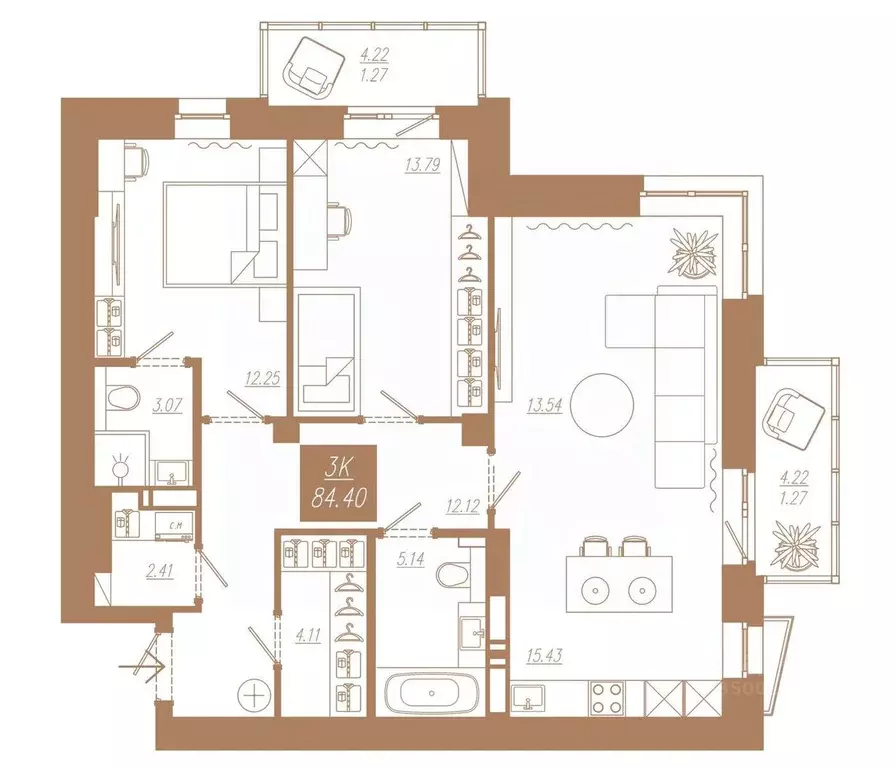 3-к кв. Красноярский край, Красноярск ул. 3-я Краснодарская (84.4 м) - Фото 0