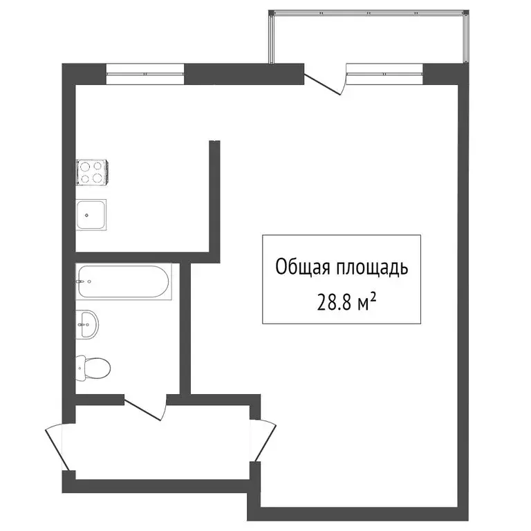 Квартира-студия: Новосибирск, улица Ясный Берег, 35 (24.9 м) - Фото 1