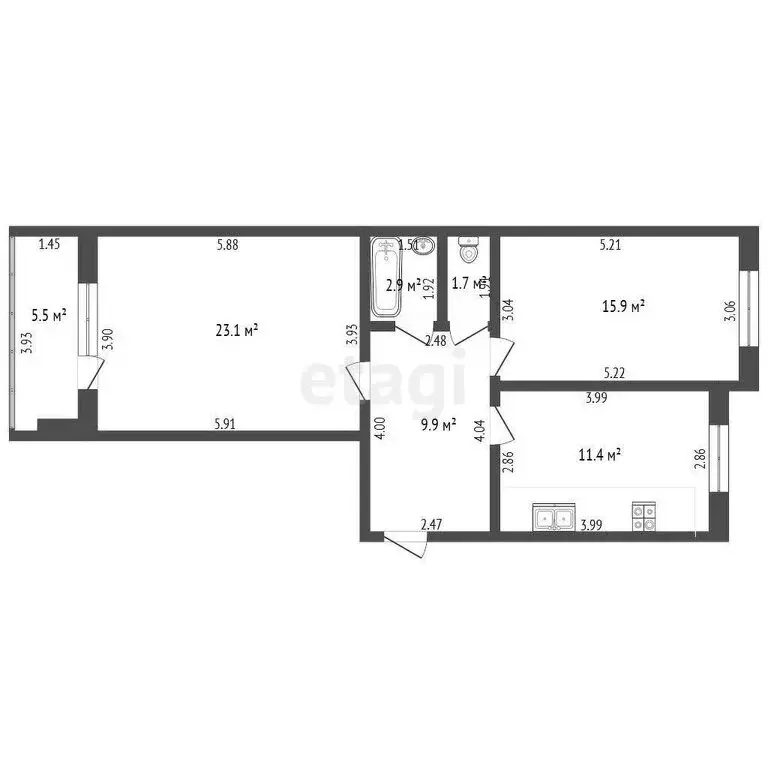 2-комнатная квартира: Орёл, Выставочная улица, 41 (64.9 м) - Фото 1