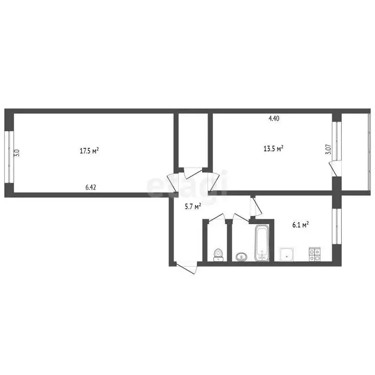 2-комнатная квартира: Вологда, Кубинская улица, 2 (48.5 м) - Фото 1