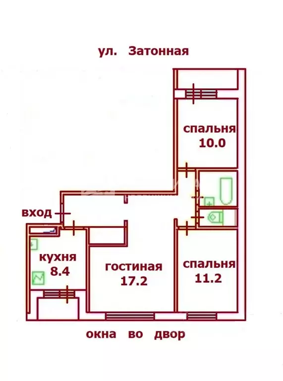 3-к кв. Москва Затонная ул., 2 (61.1 м) - Фото 1