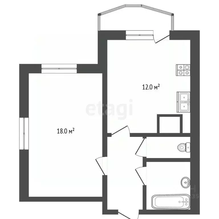 1-к кв. Московская область, Красногорск ул. Игоря Мерлушкина, 4 (42.7 ... - Фото 2