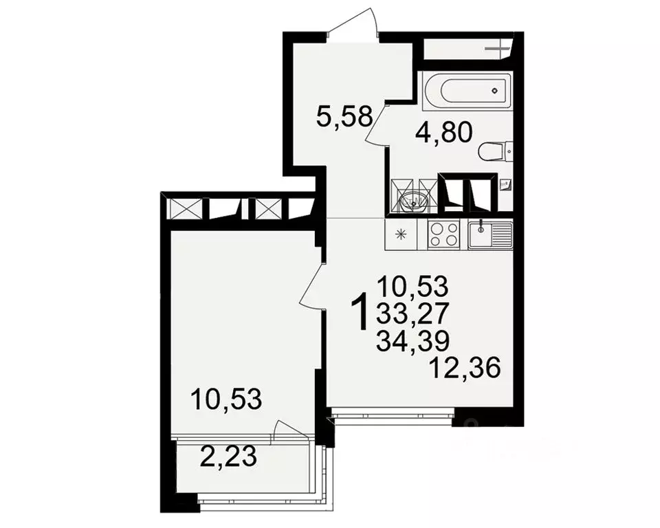 1-к кв. Рязанская область, Рязань ул. Ленинского Комсомола (33.27 м) - Фото 1