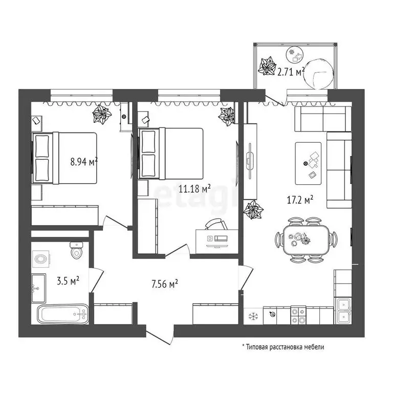 2-комнатная квартира: Москва, Берёзовая аллея, 19к3 (48.7 м) - Фото 0