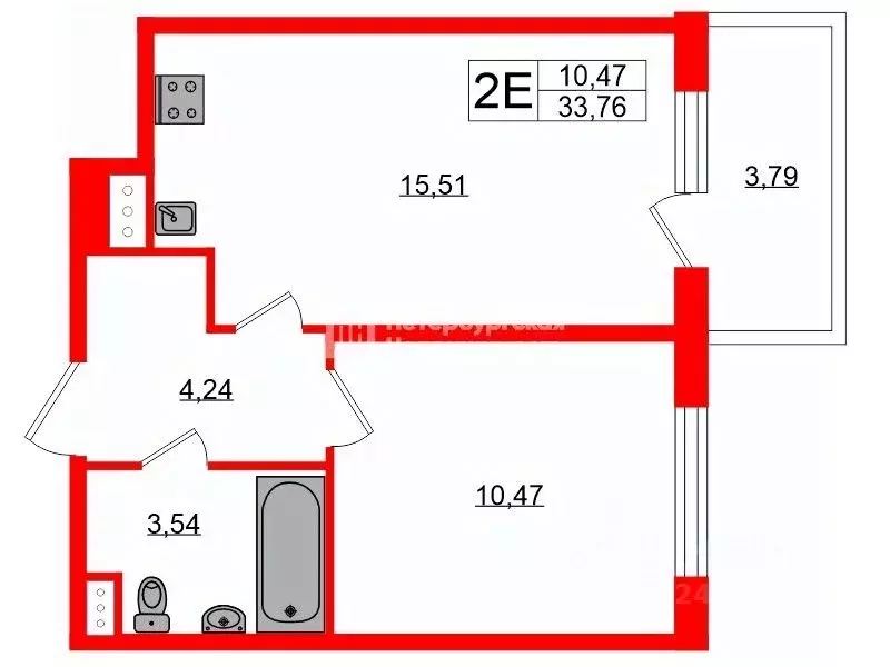 1-к кв. Санкт-Петербург просп. Буденного, 15 (33.3 м) - Фото 2