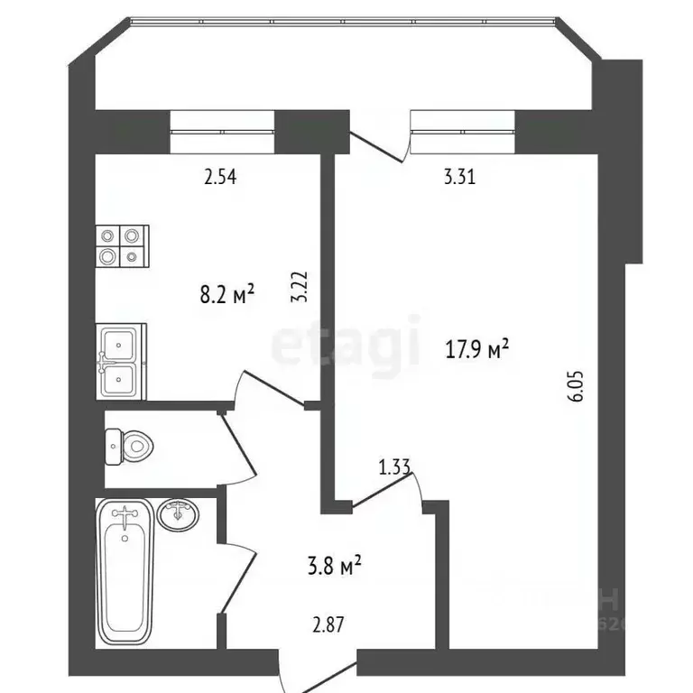 1-к кв. Московская область, Дубна просп. Боголюбова, 30 (34.3 м) - Фото 2