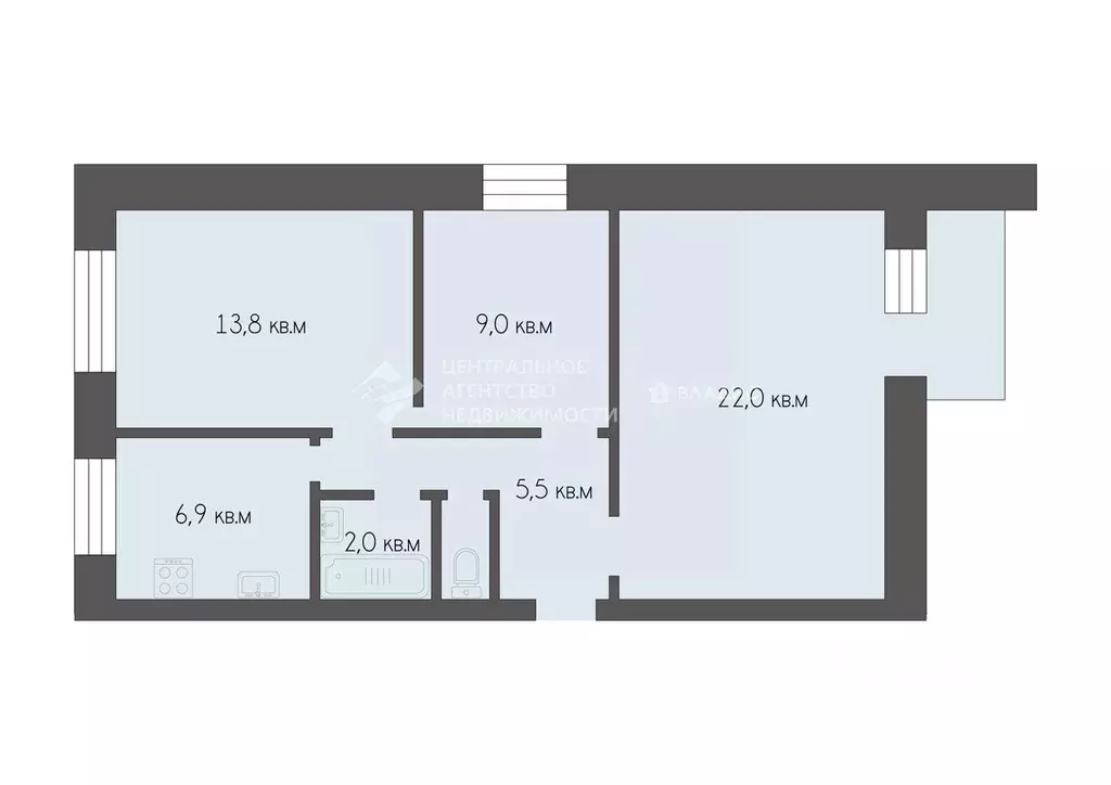 3-к кв. Рязанская область, Рязань Дачная ул., 5 (60.2 м) - Фото 1