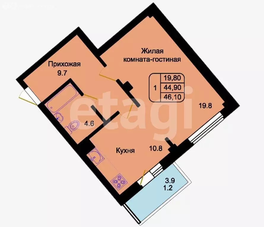 1-комнатная квартира: Псковский район, Писковичская волость, деревня ... - Фото 1