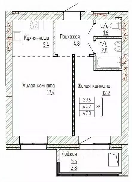 2-к кв. Алтайский край, Новоалтайск ул. Титова, 6 (47.0 м) - Фото 0