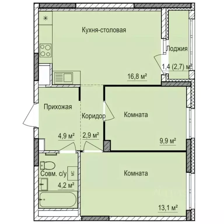 2-к кв. Удмуртия, Ижевск Буммаш жилрайон, Покровский жилой комплекс ... - Фото 1