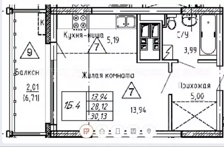 Студия Татарстан, Казань ул. Аделя Кутуя, 100 (30.5 м) - Фото 1