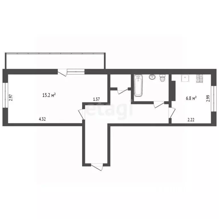 1-к кв. Томская область, Томск ул. Сергея Лазо, 17 (39.4 м) - Фото 2