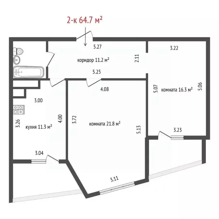 2-к кв. Свердловская область, Екатеринбург ул. Чкалова, 239 (64.7 м) - Фото 2