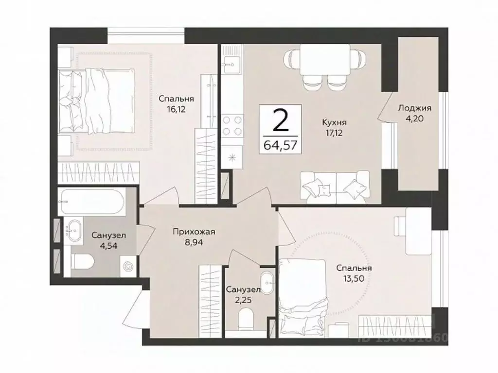 2-к кв. Воронежская область, Воронеж Эклипс жилой комплекс (64.57 м) - Фото 0