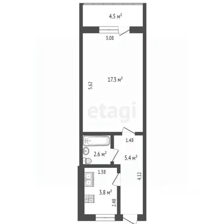 1-к кв. Крым, Ялта ул. Халтурина, 19К4 (31.2 м) - Фото 0