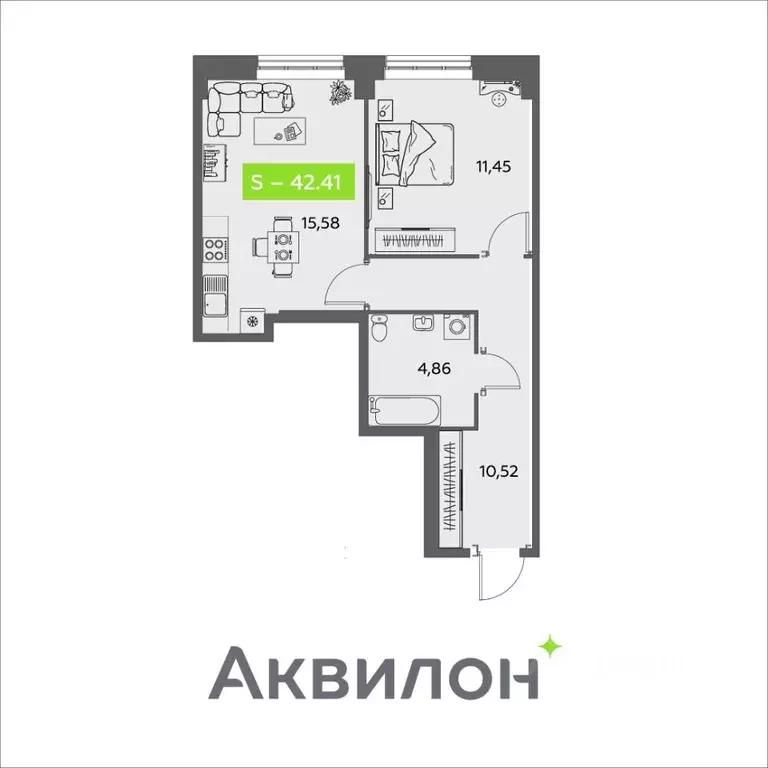 1-к кв. Архангельская область, Архангельск ул. Розы Шаниной, 4 (42.41 ... - Фото 0