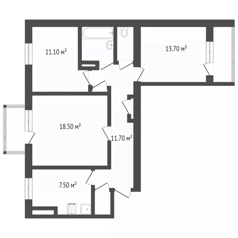 3-к кв. Крым, Симферополь ул. Ладыгина (68.0 м) - Фото 1