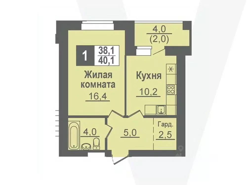 1-к кв. Новосибирская область, Кольцово рп ул. Благовещенская, 2 (40.1 ... - Фото 0