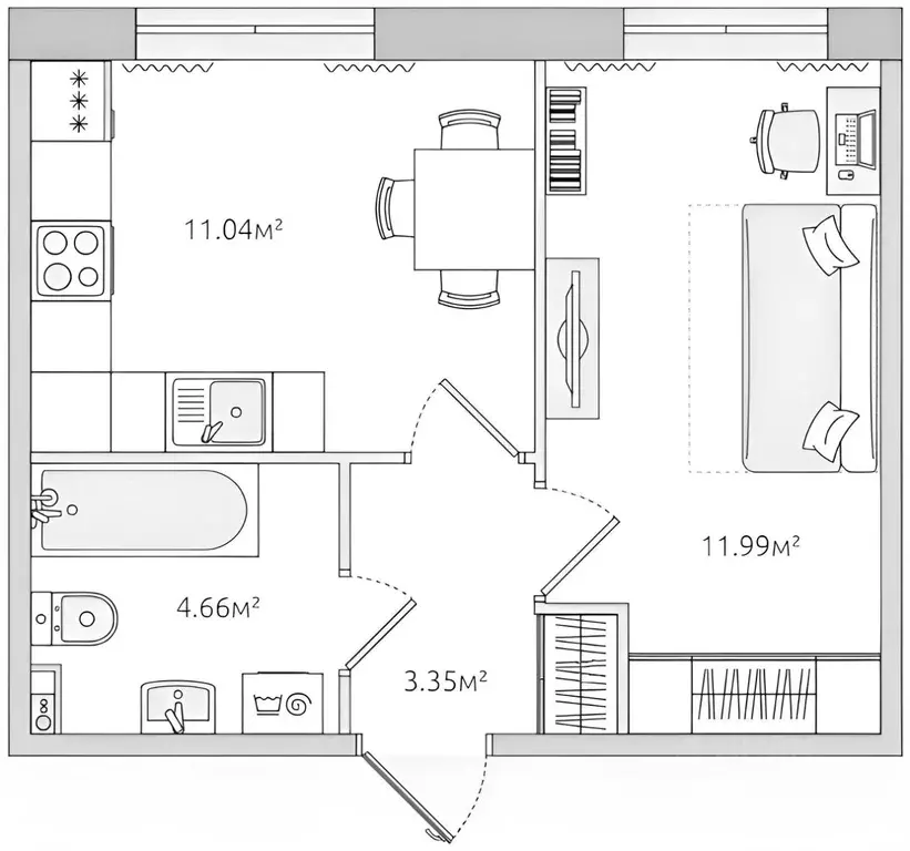 1-к кв. Санкт-Петербург Белоостровская ул., 10к1 (33.0 м) - Фото 2