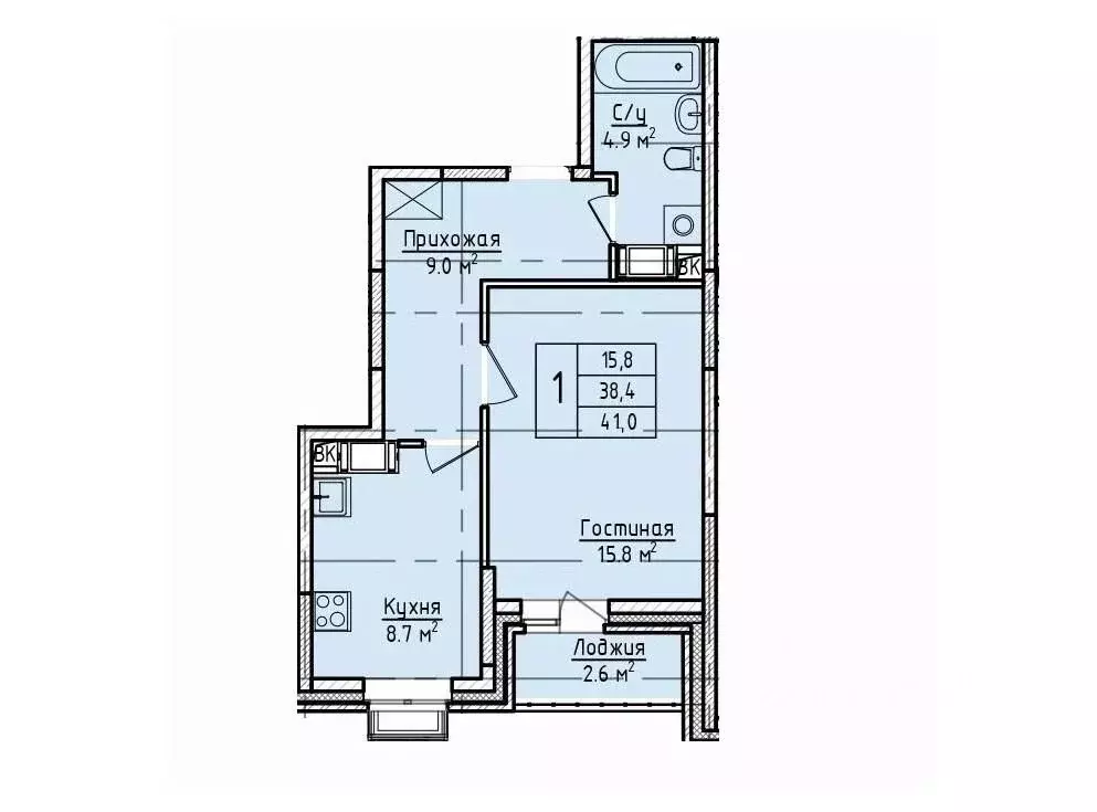 1-к кв. Московская область, Щелково пер. 1-й Советский, 20 (41.0 м) - Фото 1