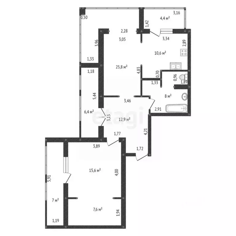 2-к кв. Башкортостан, Уфа ул. Октябрьской Революции, 34 (80.5 м) - Фото 2
