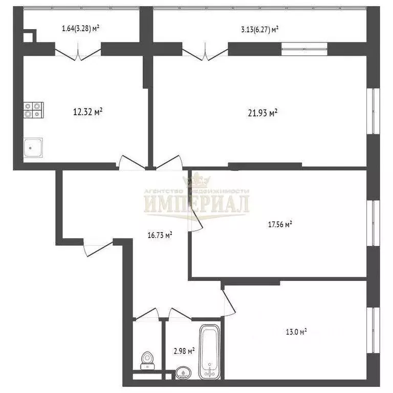 3-к кв. Марий Эл, Йошкар-Ола проезд Прибрежный, 4 (90.6 м) - Фото 1