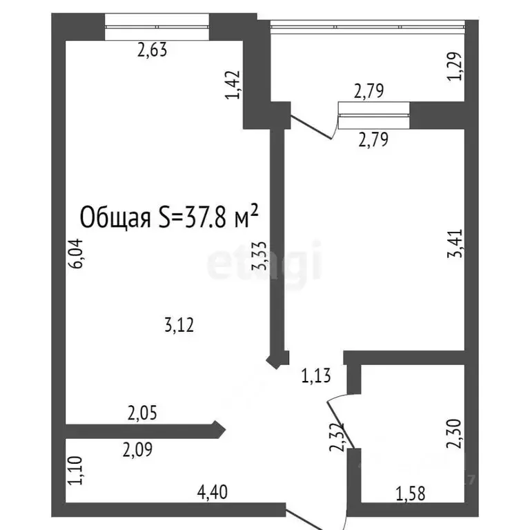 1-к кв. Брянская область, Брянск Брянский пер., 69 (37.8 м) - Фото 1