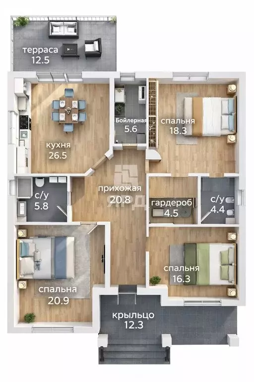 Дом в село Новобессергеневка, Сибирская улица (130 м) - Фото 2