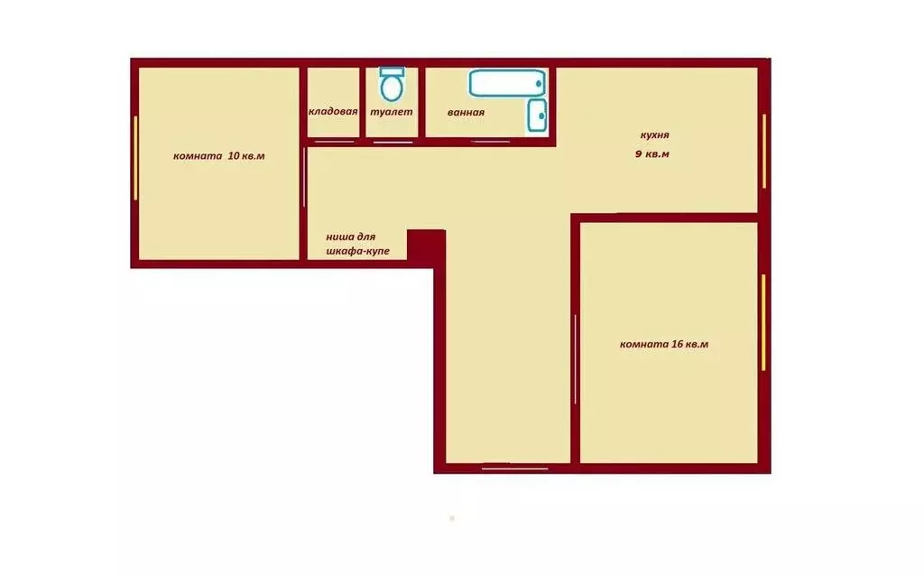 2-комнатная квартира: посёлок Висим, улица Розы Люксембург, 2 (49 м) - Фото 1