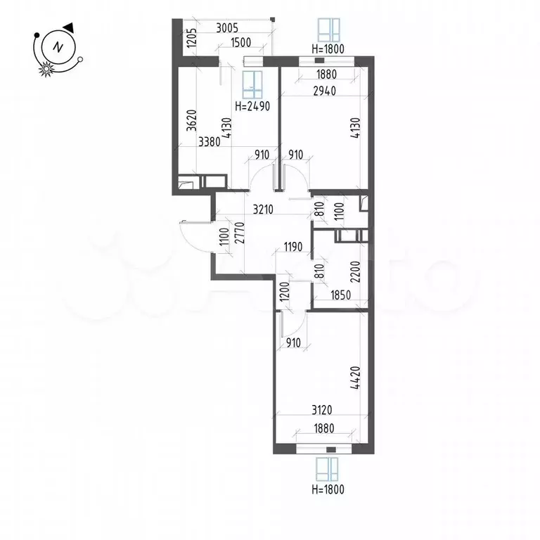 2-к. квартира, 57,5 м, 7/12 эт. - Фото 1