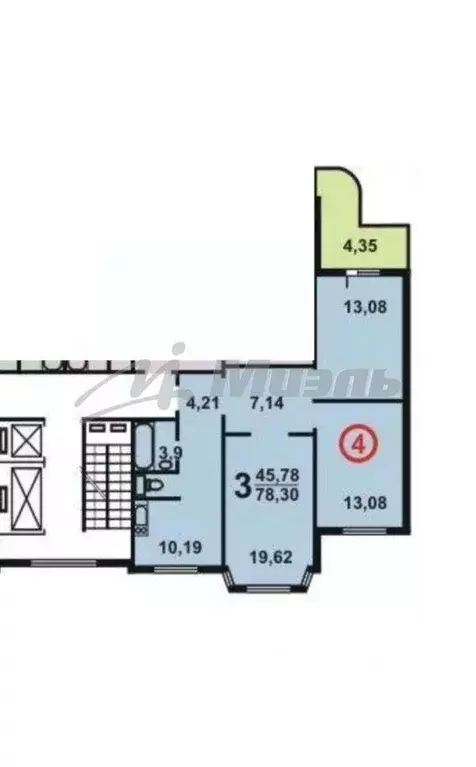 Квартира, 3 комнаты, 74.7 м - Фото 1