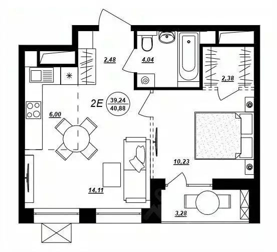 2-к кв. Хабаровский край, Хабаровск ул. Демьяна Бедного (40.88 м) - Фото 1