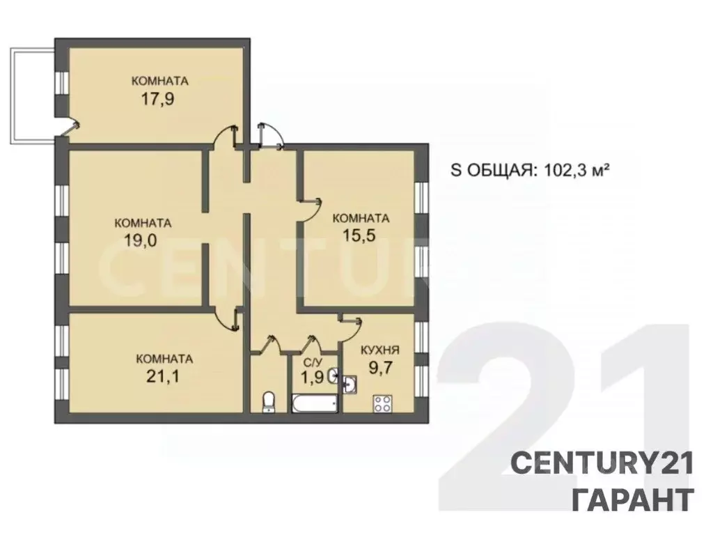 4-к кв. Санкт-Петербург Псковская ул., 30-32 (102.3 м) - Фото 2