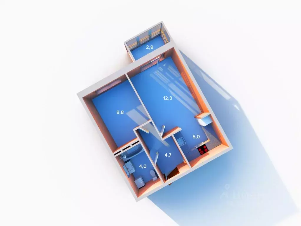 1-к кв. Санкт-Петербург ул. Оптиков, 34К1 (34.8 м) - Фото 2