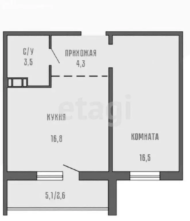 1-комнатная квартира: Курган, улица Тимофея Невежина, 3Дк2 (41 м) - Фото 1
