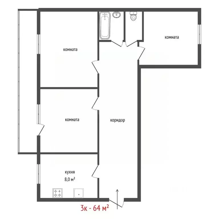 3-к кв. Свердловская область, Екатеринбург ул. Родонитовая, 15 (64.0 ... - Фото 1