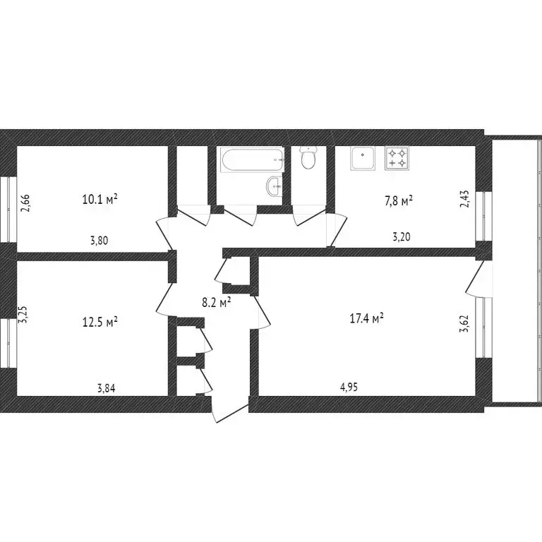 3-комнатная квартира: Ярославль, улица Чкалова, 23к2 (64 м) - Фото 1