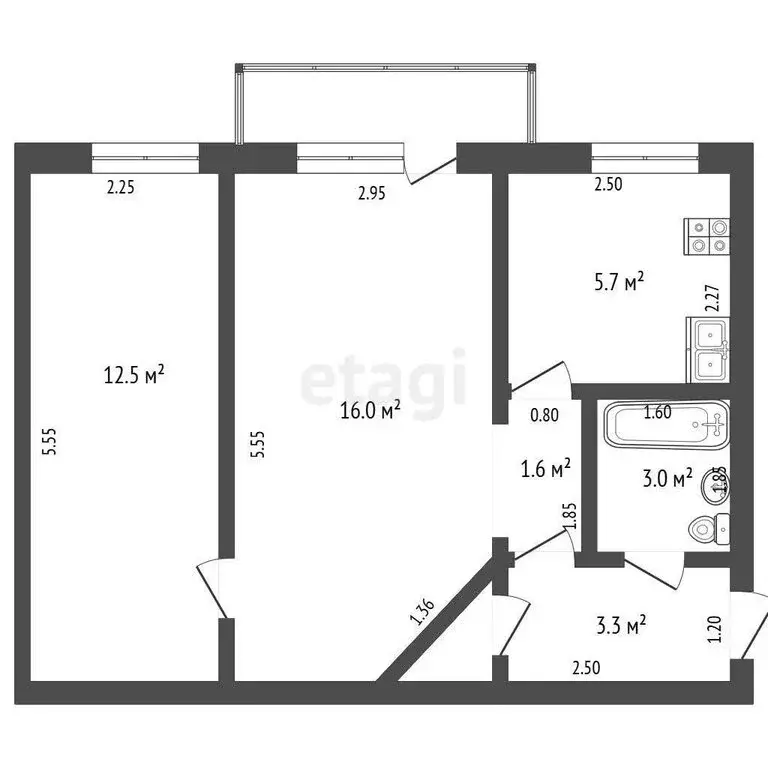 2-комнатная квартира: Омск, микрорайон Городок Нефтяников, улица 22 ... - Фото 1