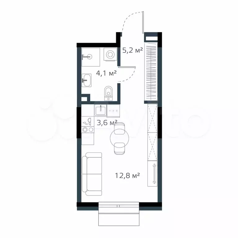 Квартира-студия, 25,7 м, 11/12 эт. - Фото 0
