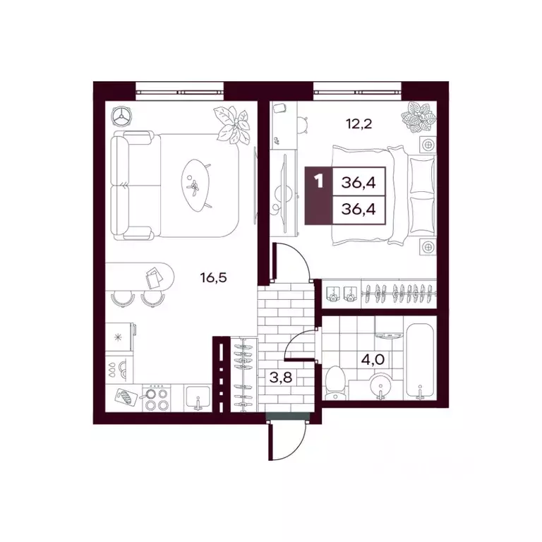 1-к кв. Тюменская область, Тюменский муниципальный округ, д. Дударева ... - Фото 1