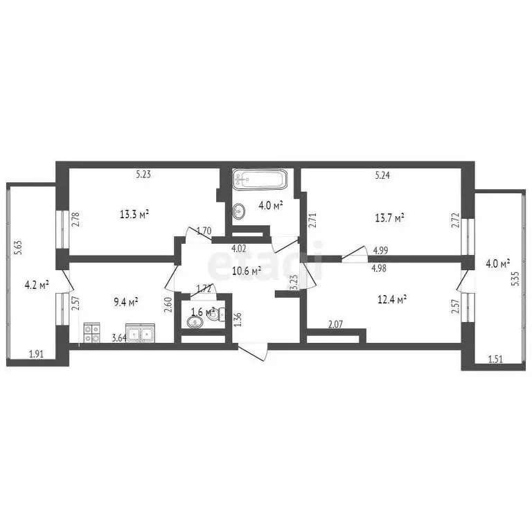 3-комнатная квартира: Набережные Челны, улица Раскольникова, 11 (74 м) - Фото 0