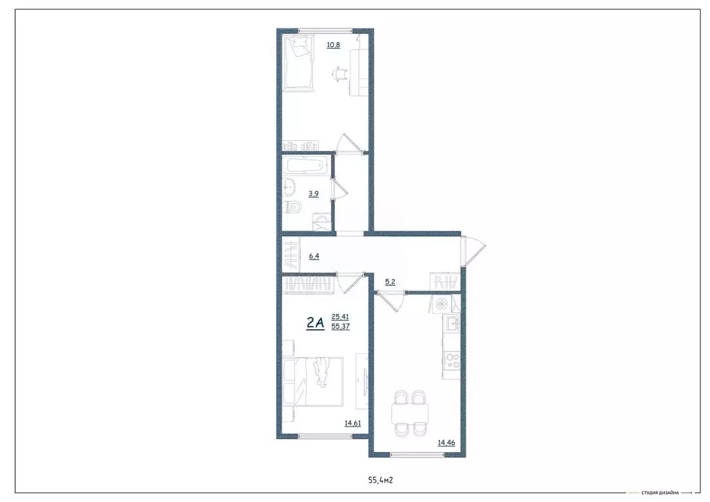 2-к кв. Ярославская область, Ярославль ул. Дядьковская, 16А (55.4 м) - Фото 1