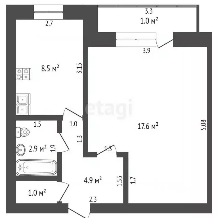 1-к кв. Мордовия, Саранск ул. Марины Расковой, 32А (34.9 м) - Фото 1