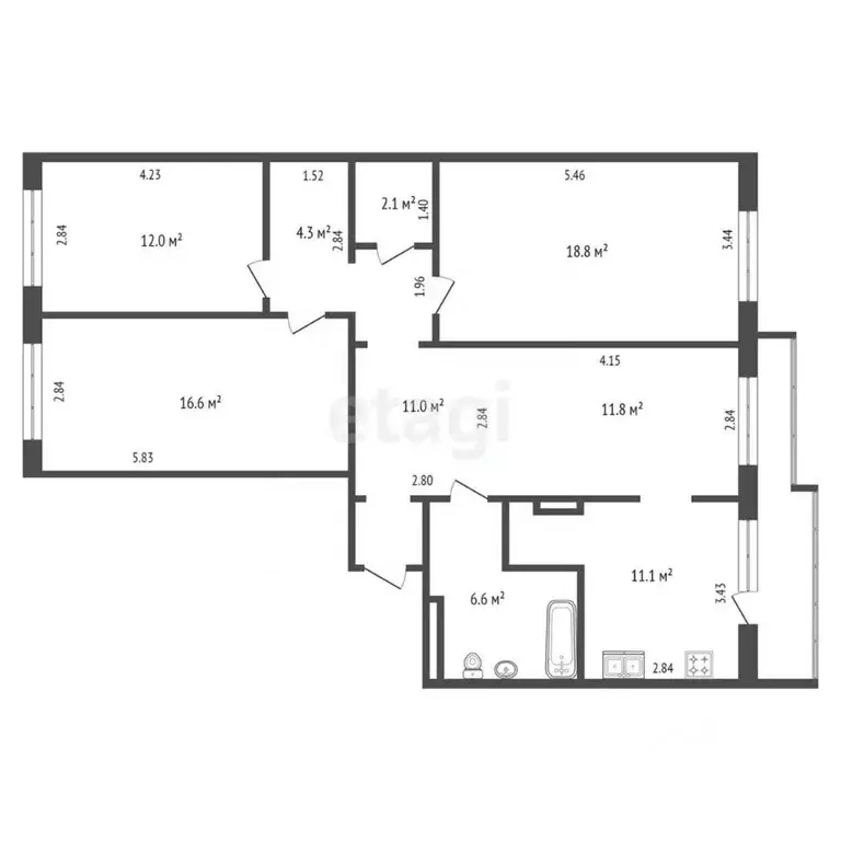 4-к кв. Саха (Якутия), Якутск ул. Курнатовского, 3/5 (94.0 м) - Фото 1
