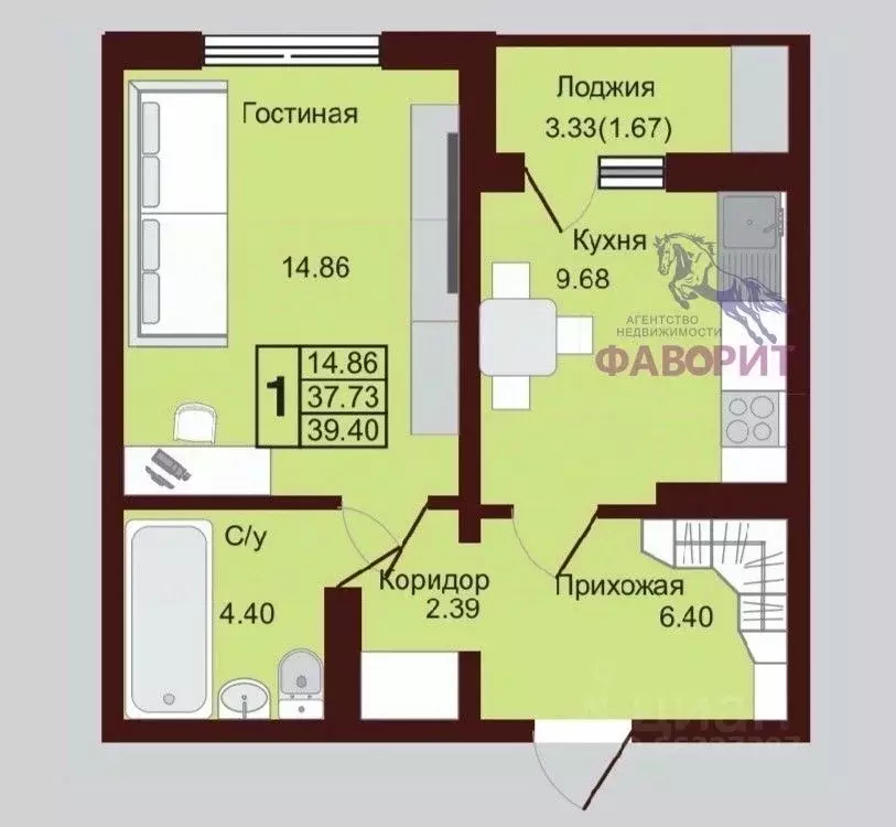 1-к кв. Оренбургская область, Оренбург Красный городок мкр,  (39.4 м) - Фото 1