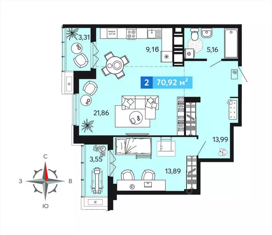 2-к кв. Пензенская область, Пензенский район, Засечный сельсовет, с. ... - Фото 1